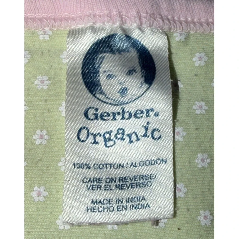 Gerber Organic Baby Blanket Pink White Green‎ Bunny Rabbit Floral Flower Tree